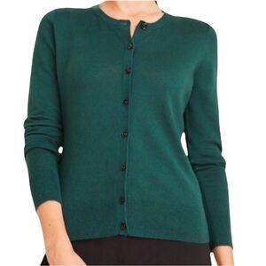 EUC Ann Taylor Factory Green Button Front Cardigan S